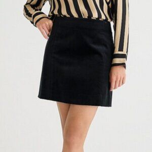 J. CREW A-line mini skirt in stretch velvet Black Size 14 NWT *BRAND NEW*